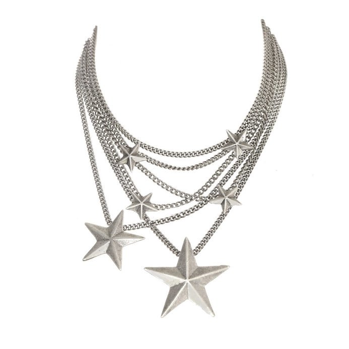 Brazil Six Star Necklace Antique Silver - Vintage Vault Boutique