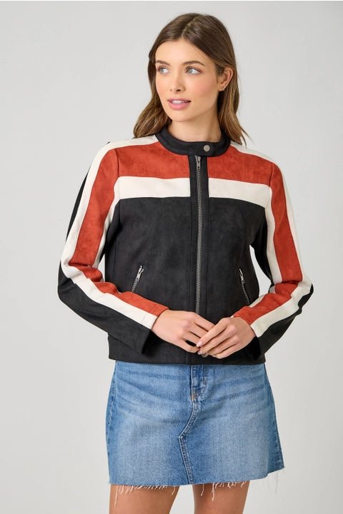 Color Block Moto Jacket - Vintage Vault Boutique