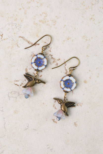 Czech Glass Hummingbird Earrings E121 - Vintage Vault Boutique