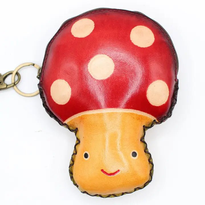 Mushroom Wristlet Leather Coin Purse - Vintage Vault Boutique