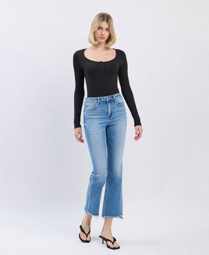 Slant Raw Edge Kick Flare Jean
