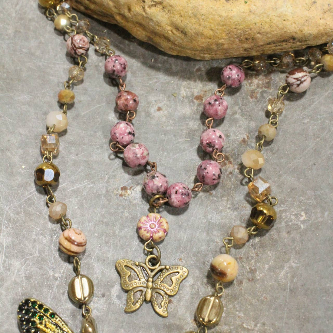 Fly High Butterfly Bling Layered Necklace