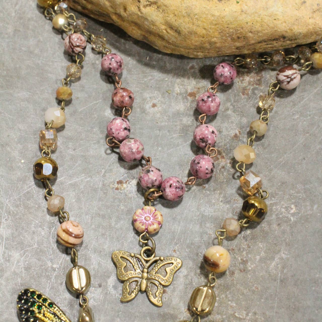 Fly High Butterfly Bling Layered Necklace