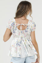 Pin Tuck Pleat Floral Top