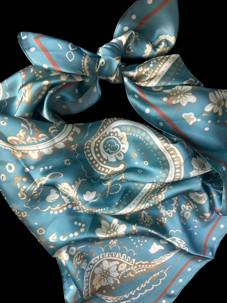Wild Rag Scarf Turquoise Rust Paisley