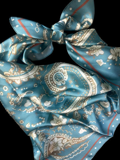 Wild Rag Scarf Turquoise Rust Paisley
