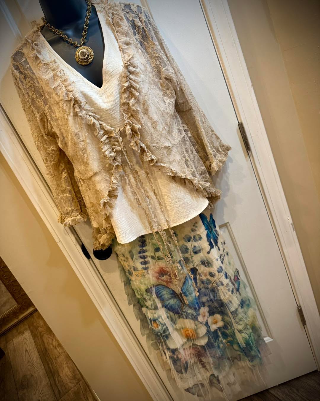 Sparkly All Lace Cardigan with Ties - Vintage Vault Boutique