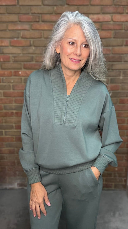 Modal Scuba Luxe Zipper Top - Vintage Vault Boutique