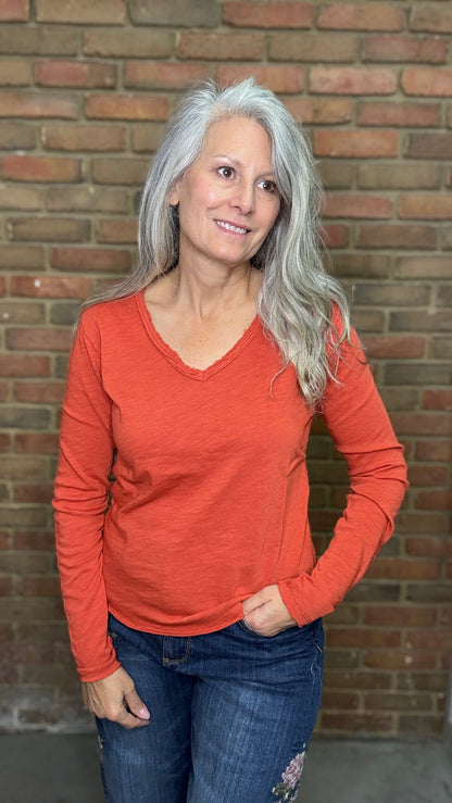 VANYA Long Sleeve Tee Burnt Orange