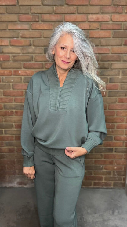 Modal Scuba Luxe Zipper Top - Vintage Vault Boutique