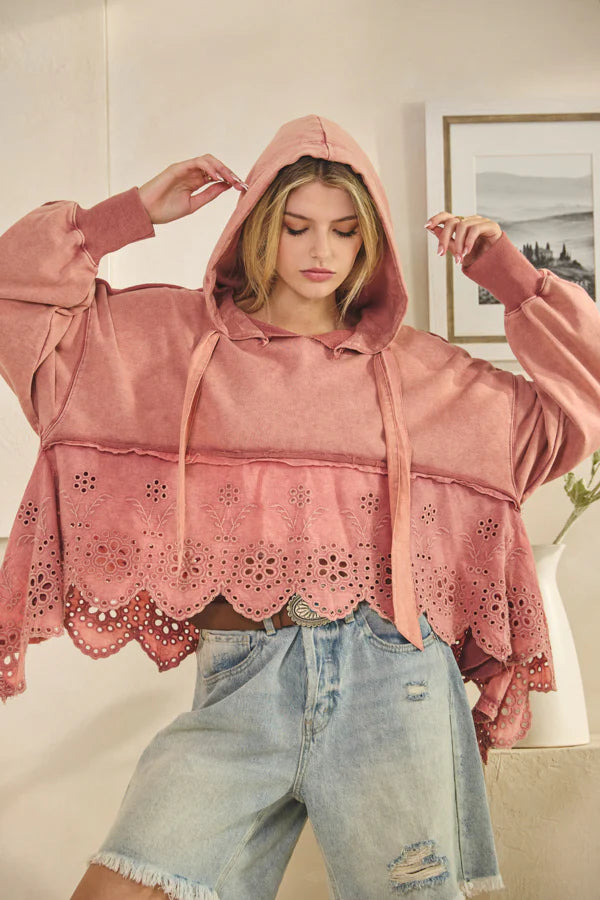 Terry Eyelet Mix Sweatshirt XS