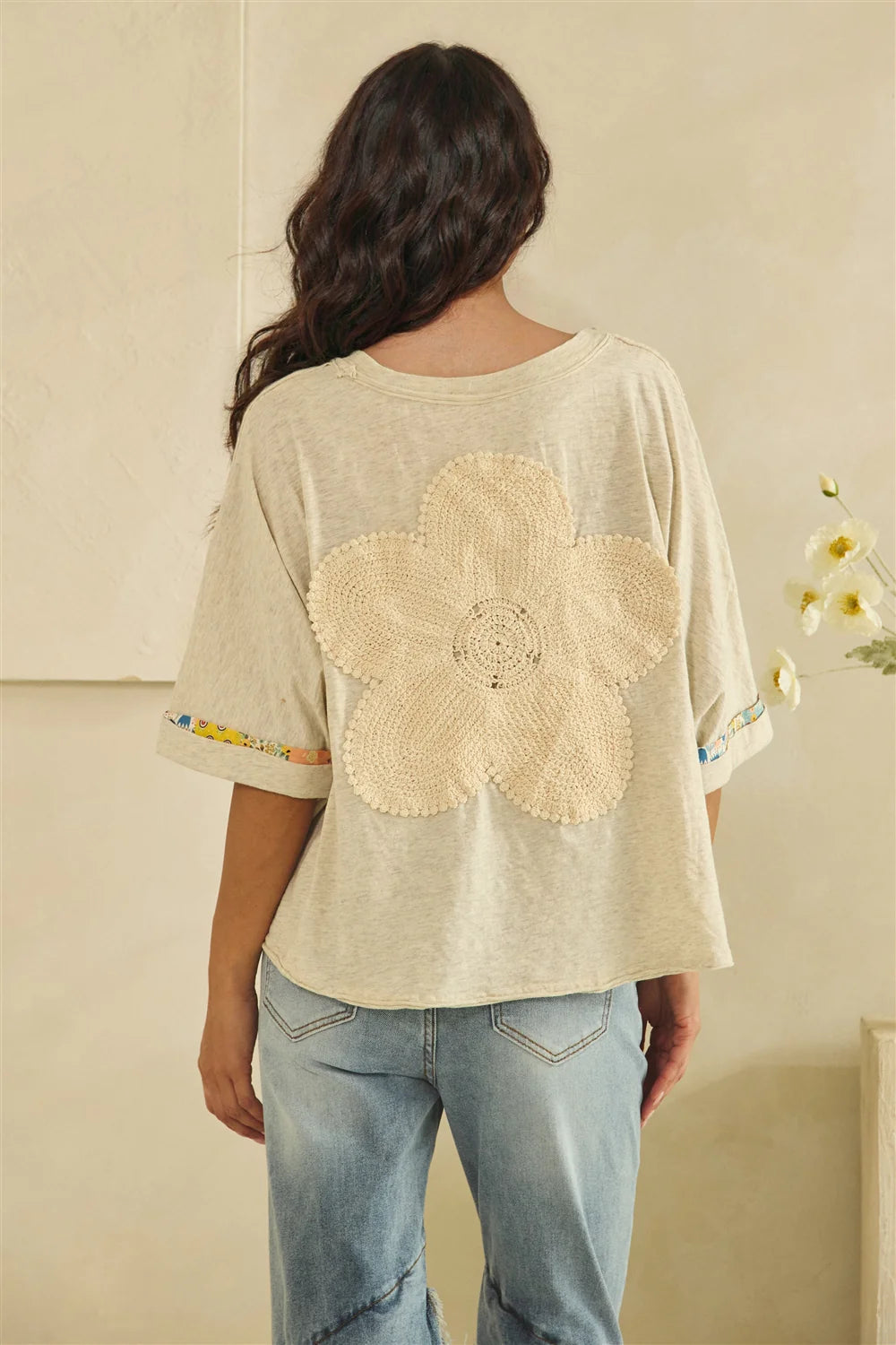 Crochet Lace Crew Neck Top