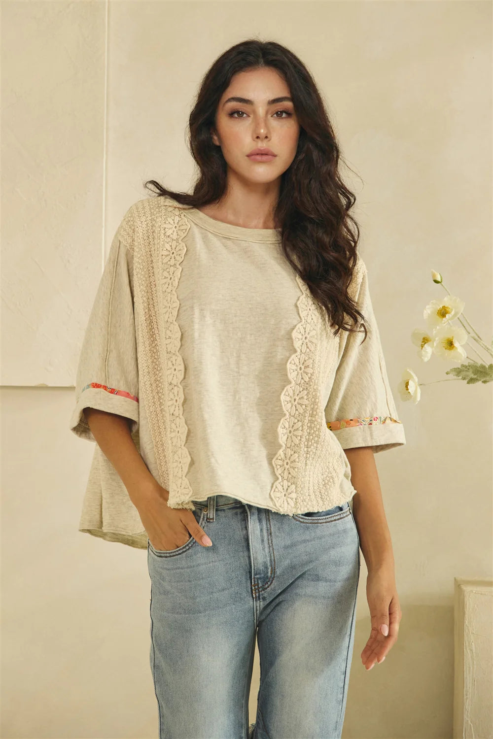 Crochet Lace Crew Neck Top