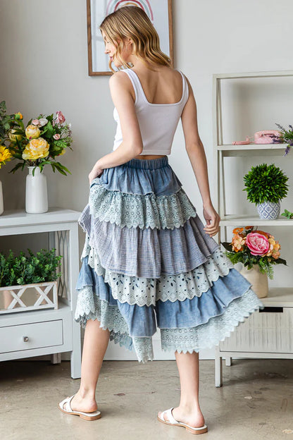 Tiered Wide Leg Crop Pant