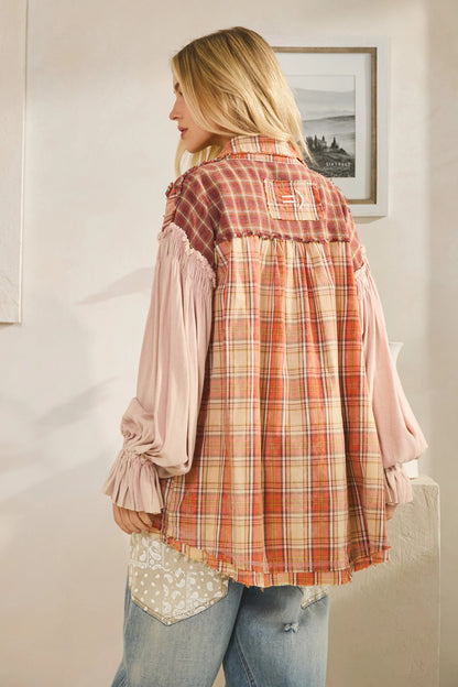 Mauve Asymmetric Button Down Shirt