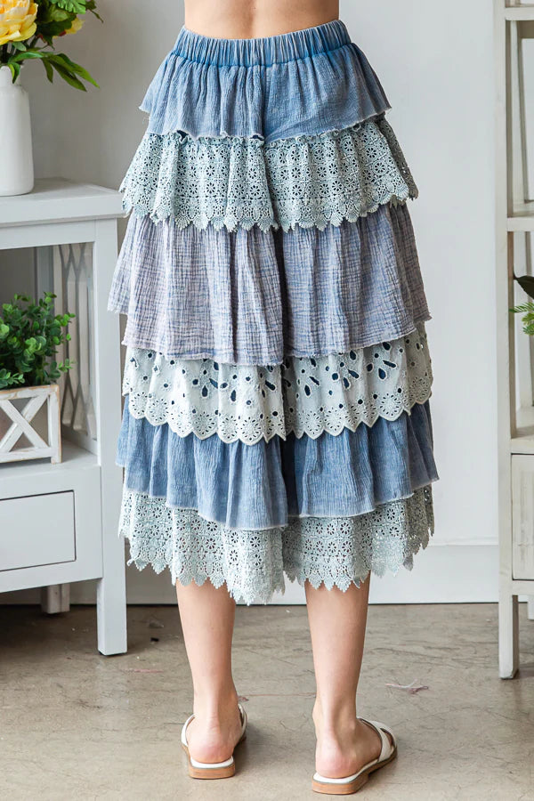 Tiered Wide Leg Crop Pant