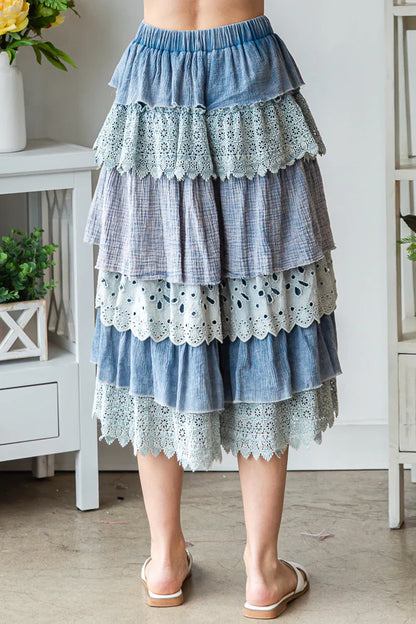 Tiered Wide Leg Crop Pant