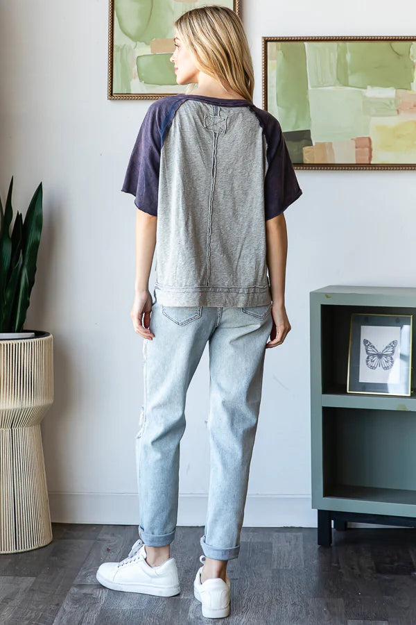 Henley Neck Short Sleeve Top