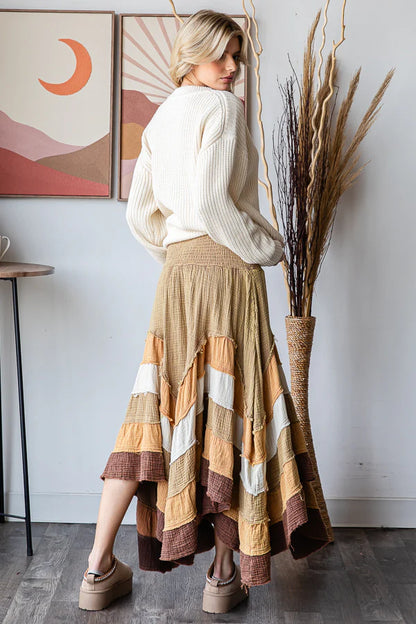 Mustard Tiered Hem Skirt