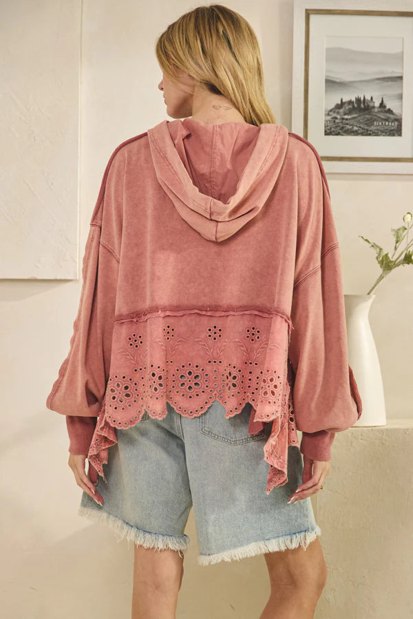 Terry Eyelet Mix Sweatshirt XS