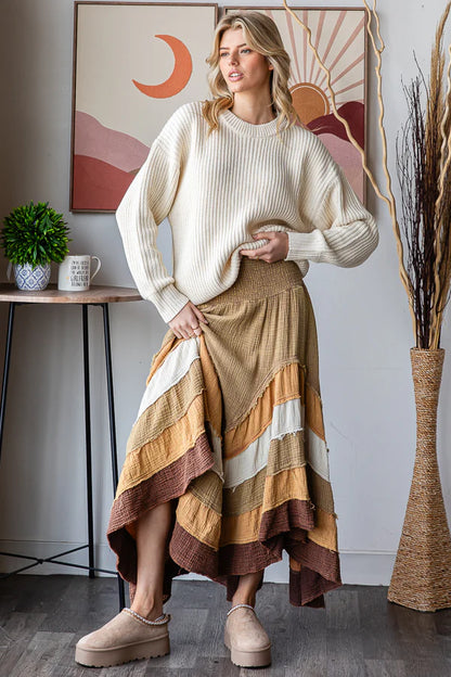Mustard Tiered Hem Skirt