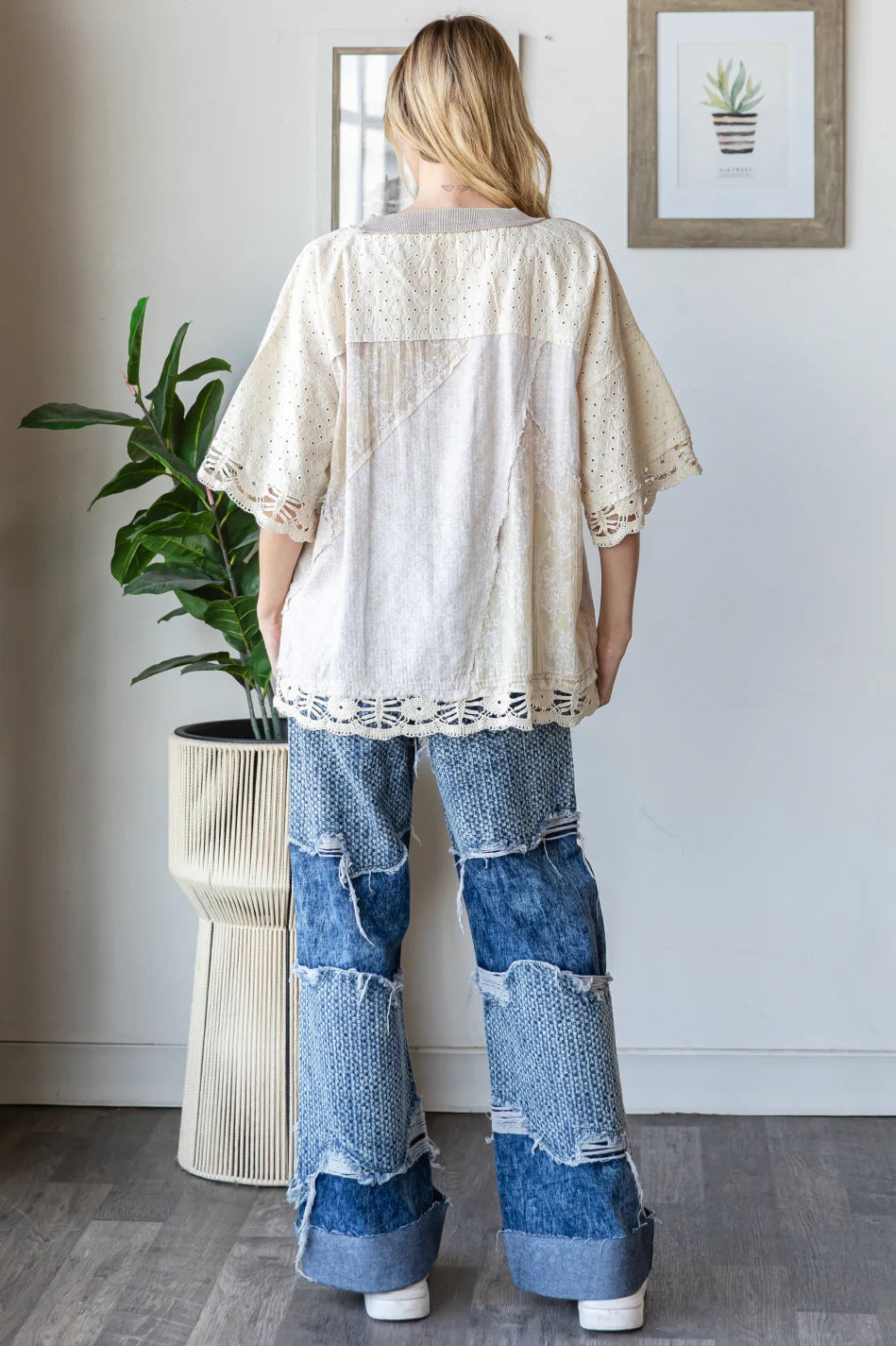 Washed Mix Fabric Top