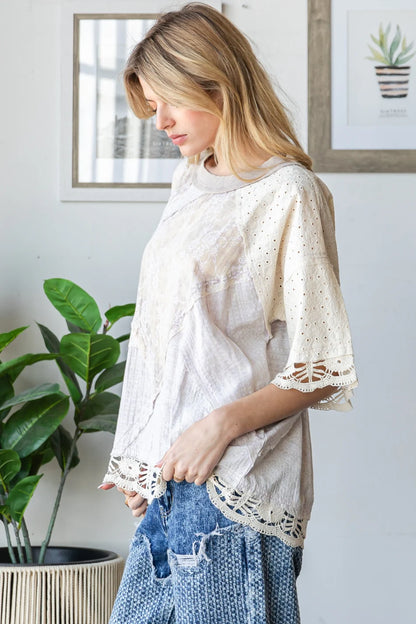 Washed Mix Fabric Top