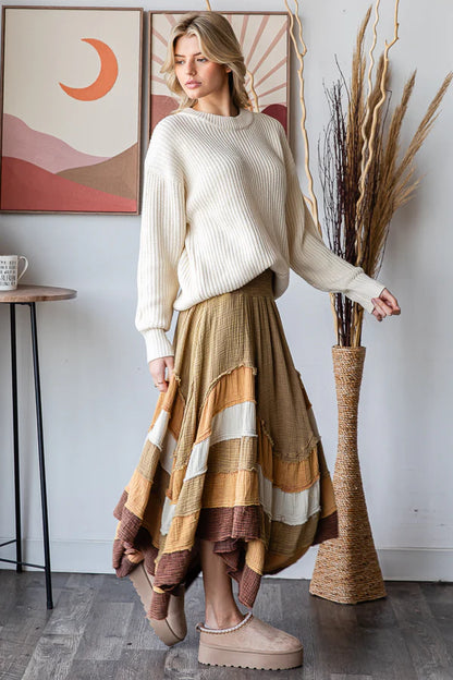 Mustard Tiered Hem Skirt