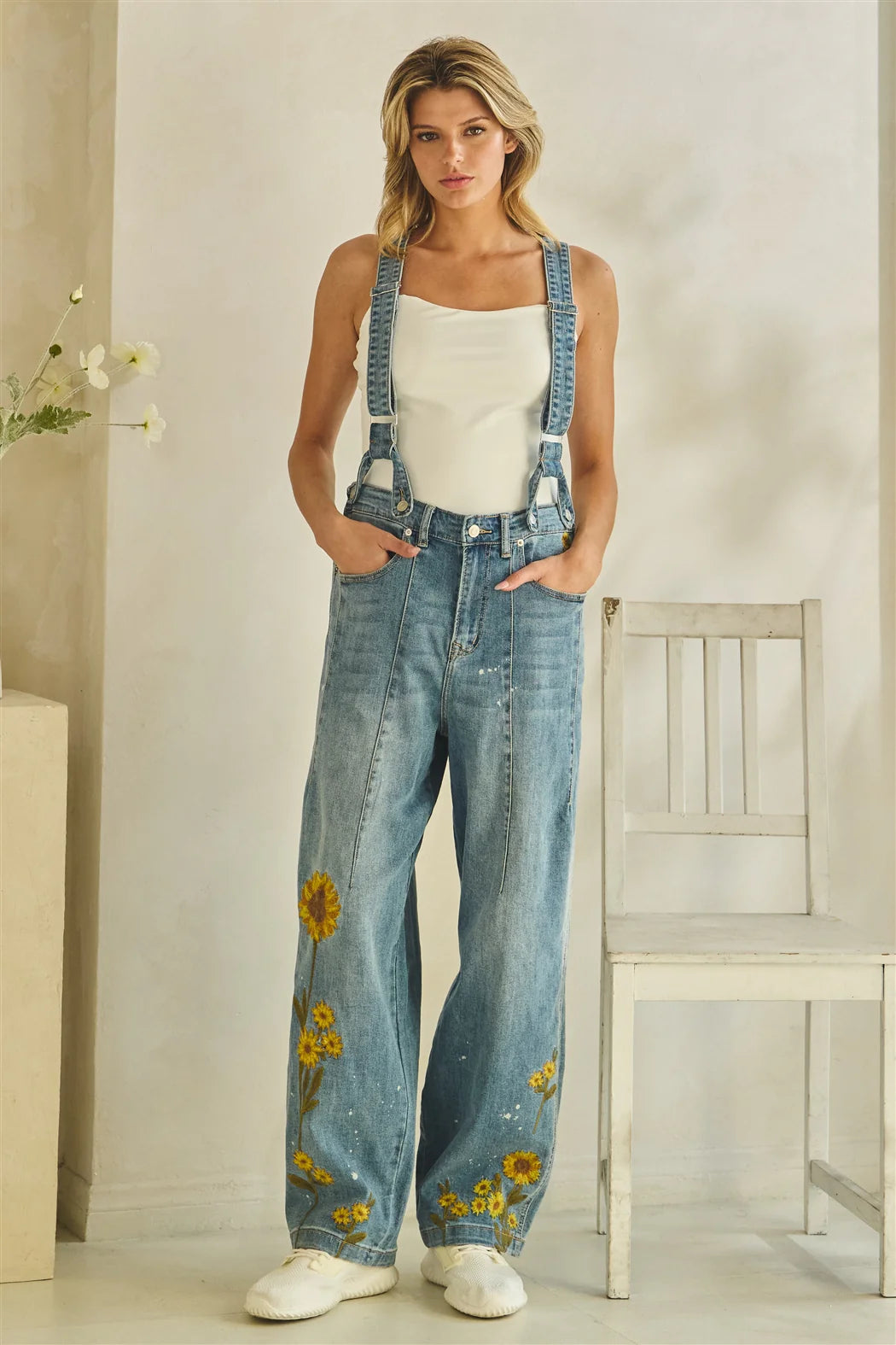 Sunflower Denim Overalls