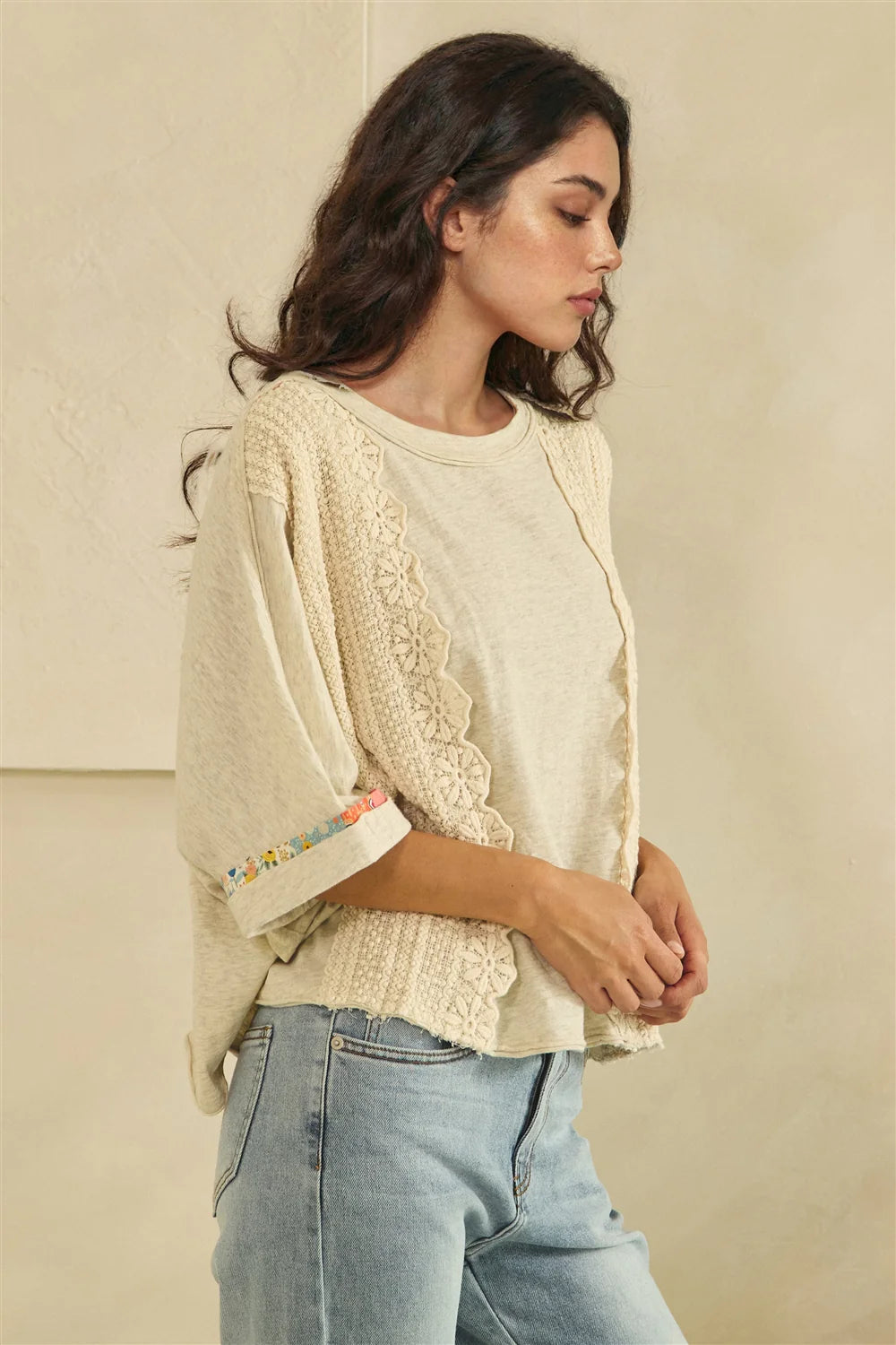 Crochet Lace Crew Neck Top
