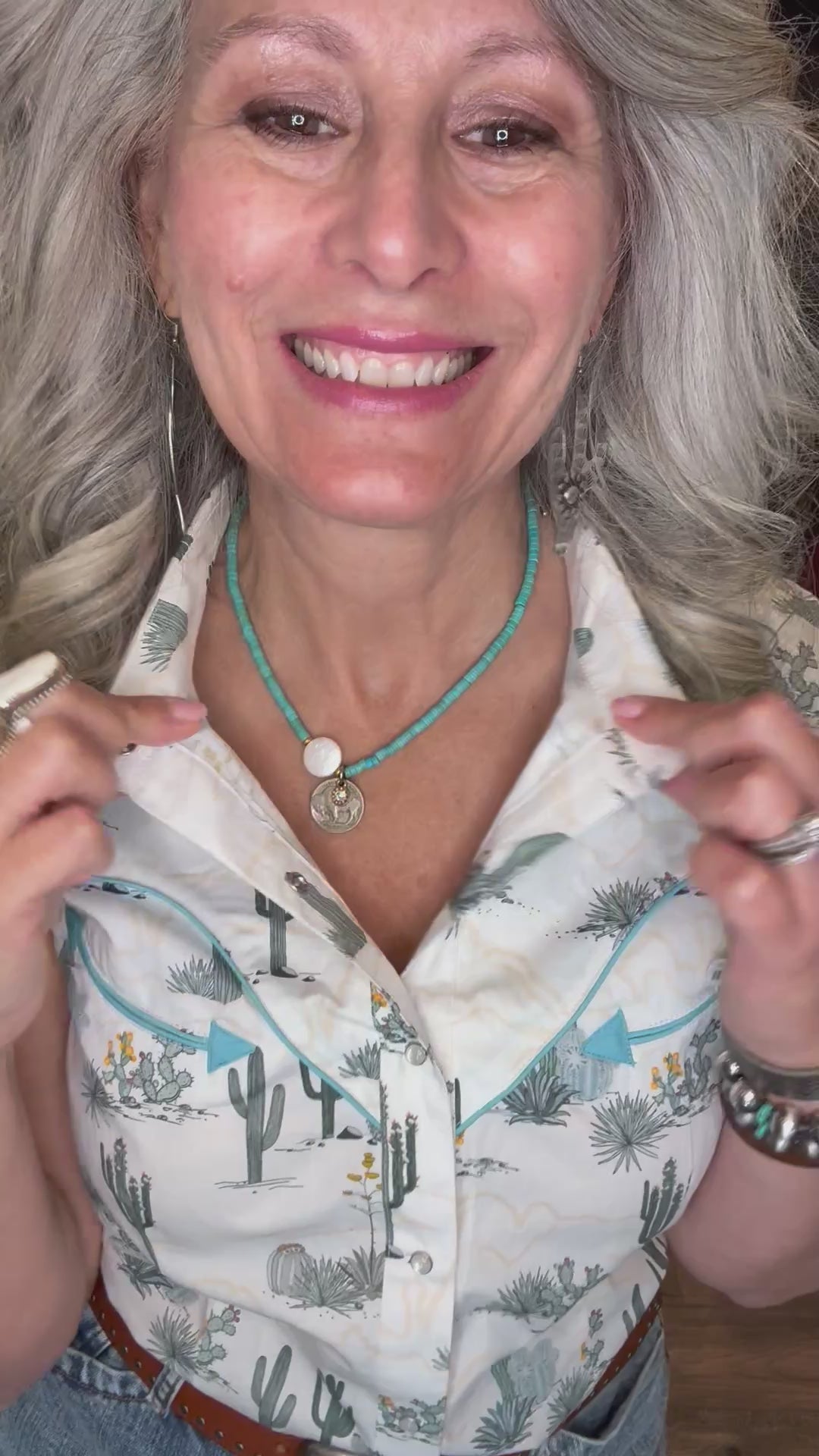 Desert Cactus Print Sleeveless Top