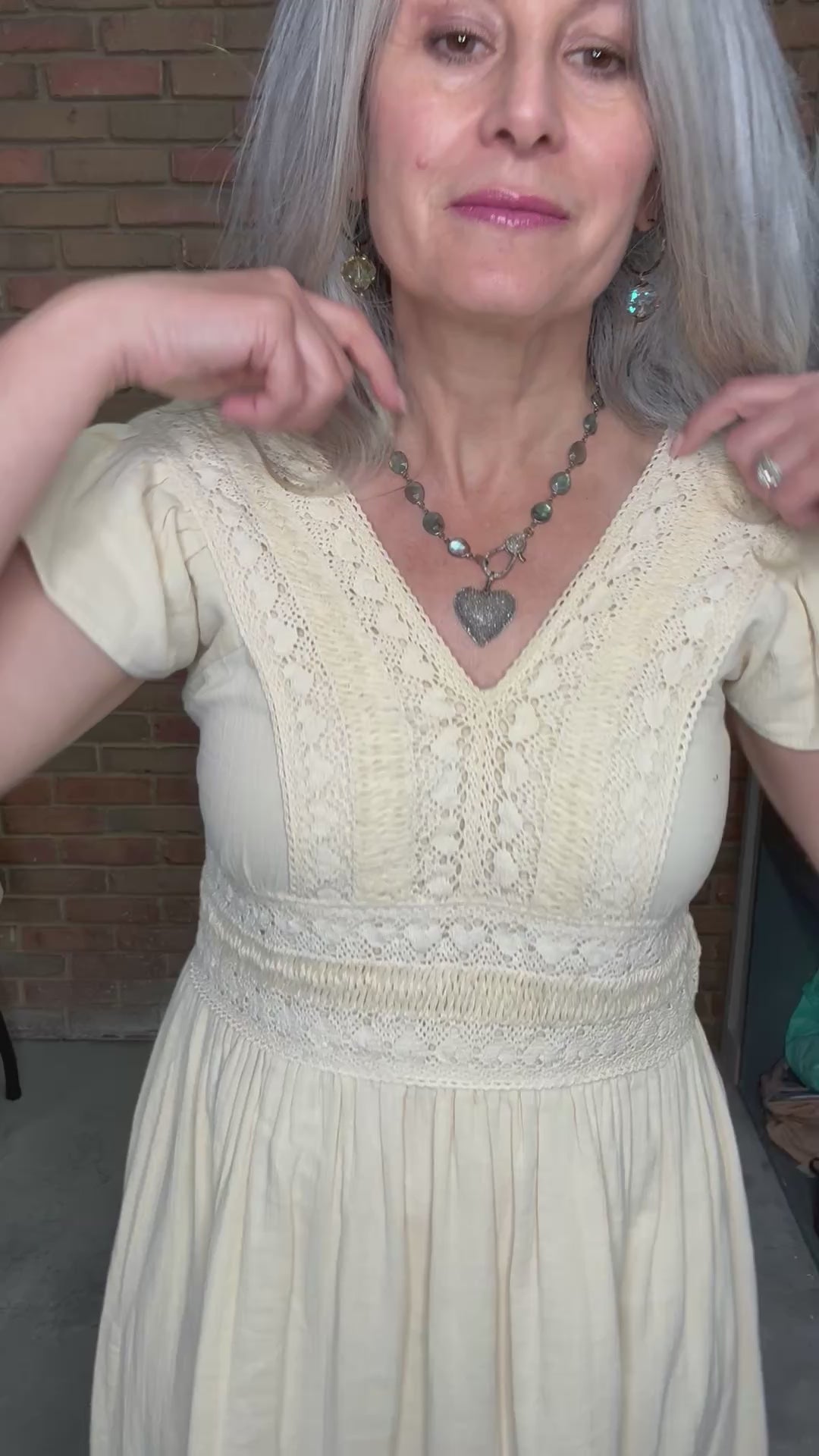 Vina Cotton Lace Dress in Ivory
