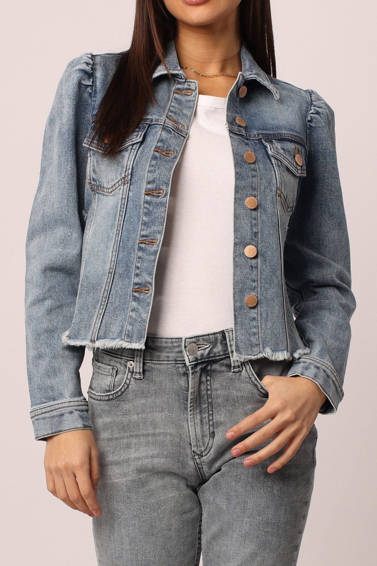 ROSELYN Cut Off Denim Jacket