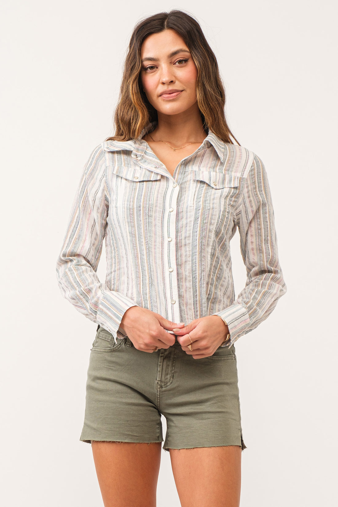 URIAH Sage Stripe Shirt 