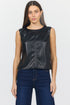 SUMANA - Black Sleeveless Faux Leather Top - Vintage Vault Boutique