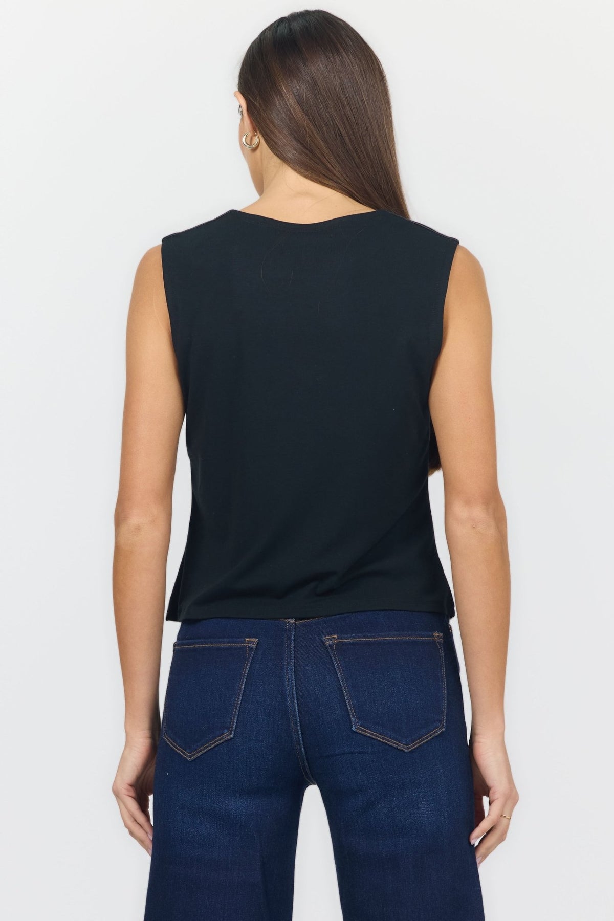 SUMANA - Black Sleeveless Faux Leather Top - Vintage Vault Boutique
