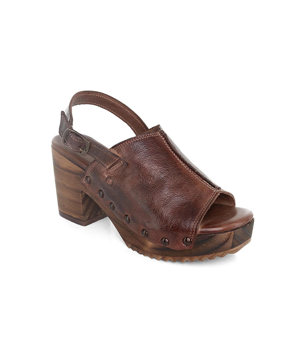 marie- Wood Clog Sandal -Teak Dip Dye - Vintage Vault Boutique