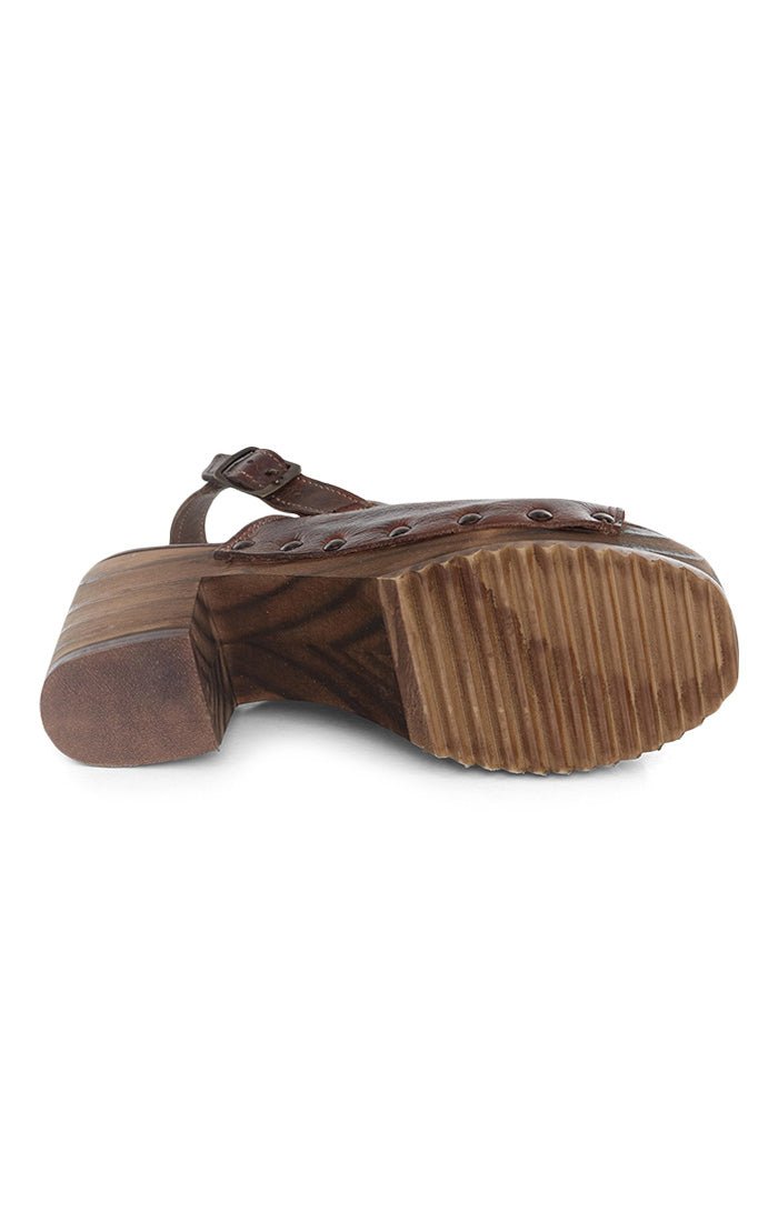 marie- Wood Clog Sandal -Teak Dip Dye - Vintage Vault Boutique