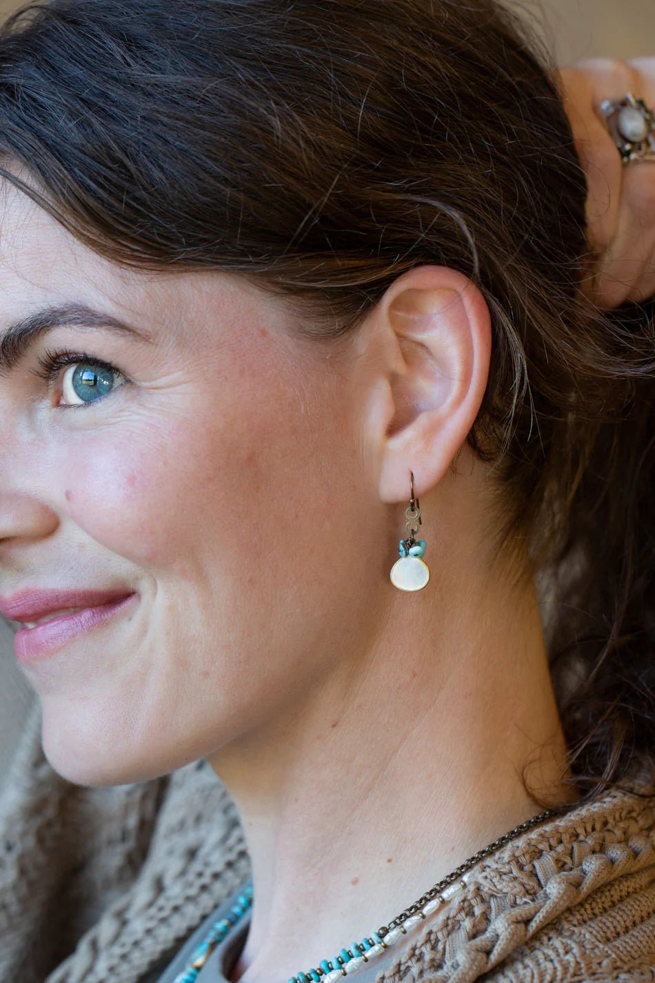Transcend Pearl Bezel Earrings E014 - Vintage Vault Boutique