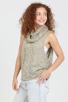 Sage Cowl Neck Sleeveless Sweater - Vintage Vault Boutique