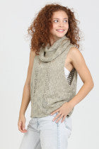 Sage Cowl Neck Sleeveless Sweater