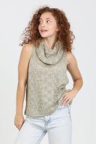 Sage Cowl Neck Sleeveless Sweater - Vintage Vault Boutique
