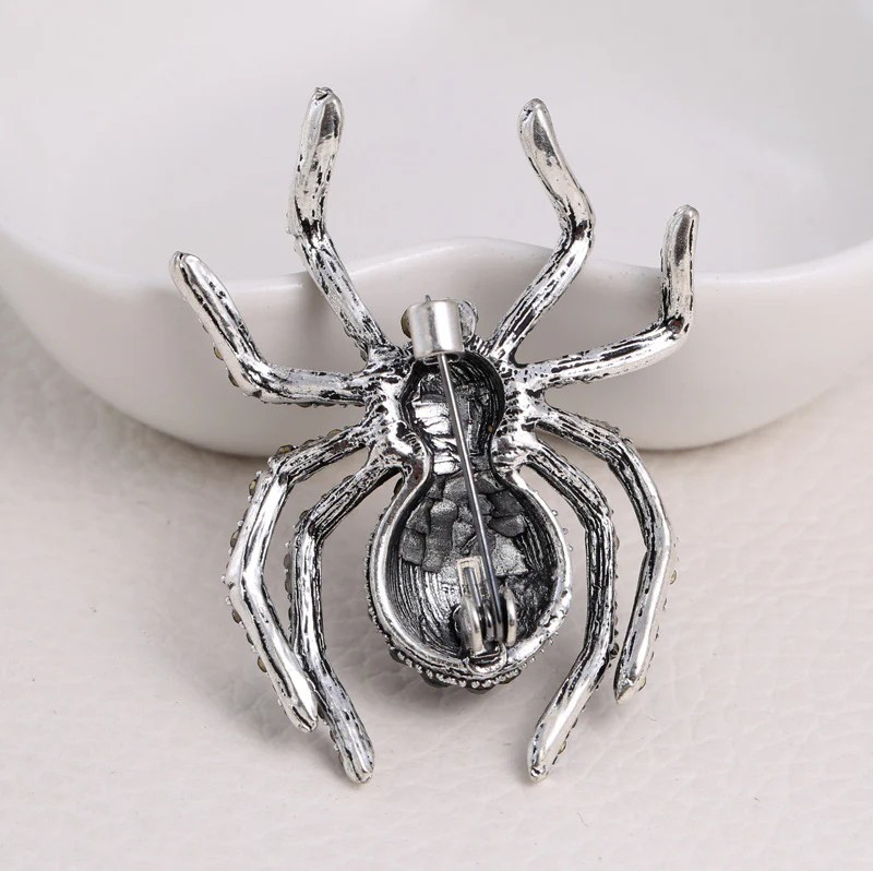 Black Spider Rhinestone Brooch Pin
