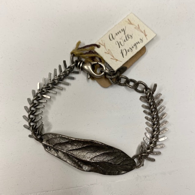 Amy Wells Antiqued Pewter Leaf Bracelet
