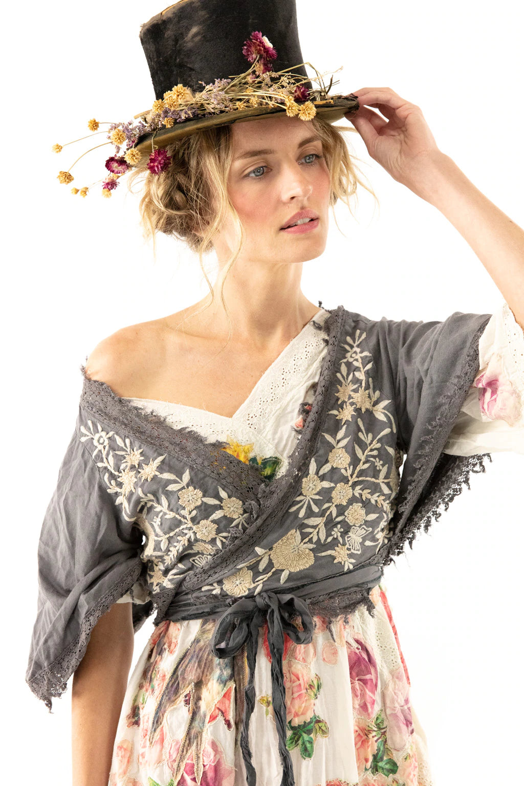 Top 1158 Adelaide Embroidered Wrap Top